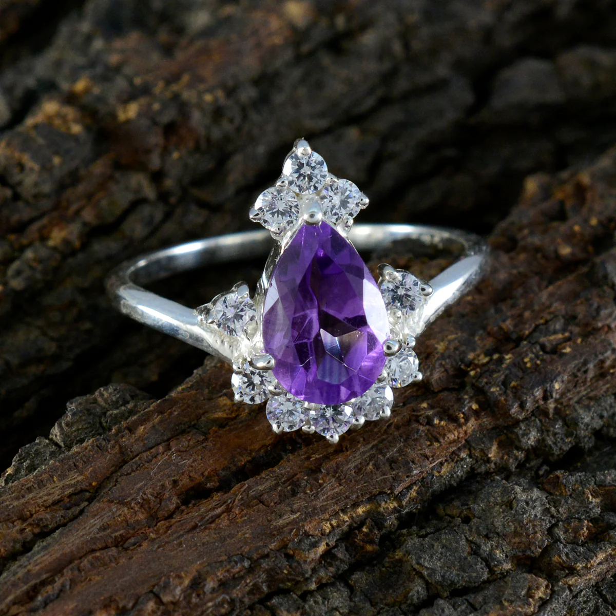 Amethyst Halo Japanese 925 Sterling Silver Purple Gemstone Dainty Fairytale Ring Jewellery - Image 3