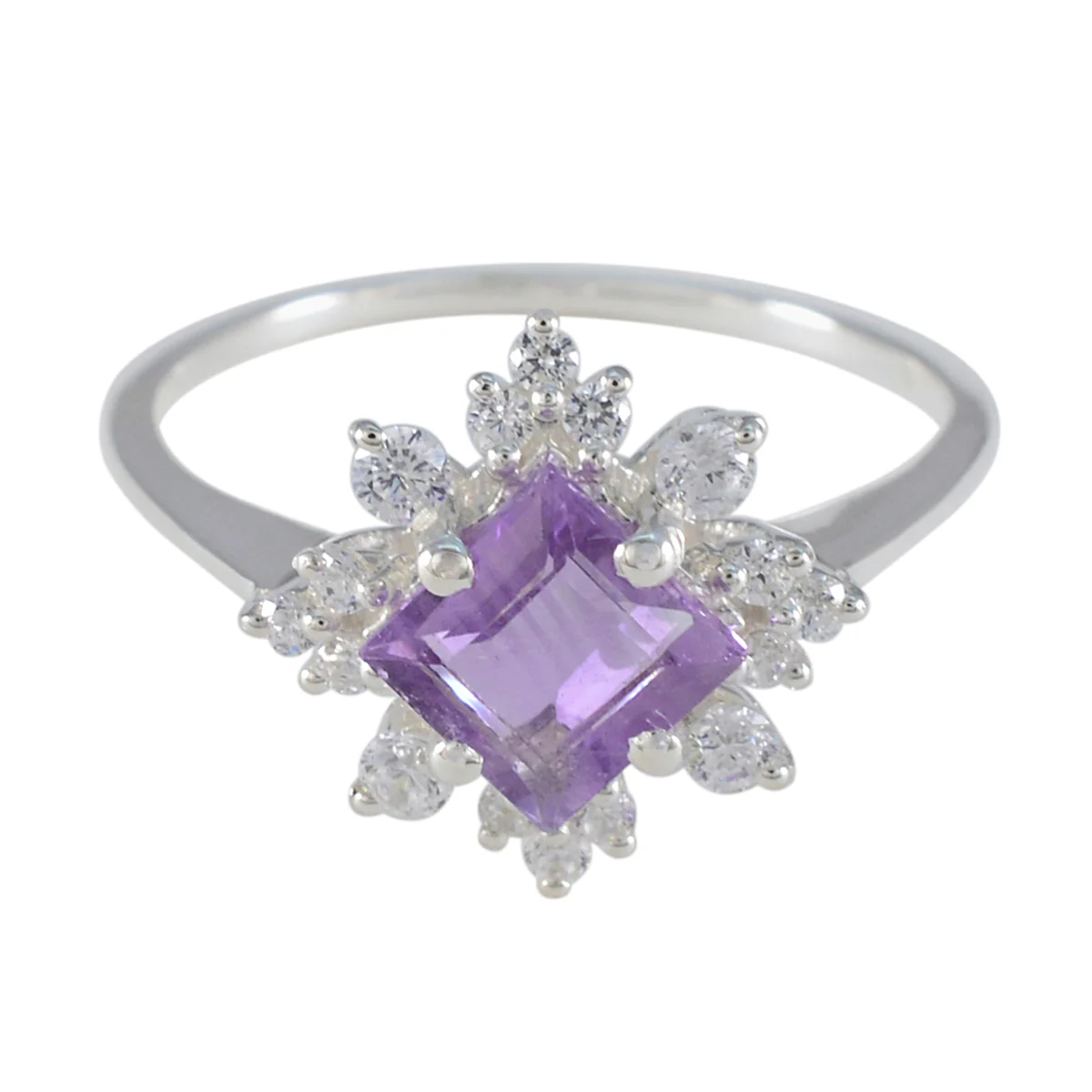 Amethyst Halo Japanese Sterling Silver Purple Gemstones Delicate Contemporary Ring Jewellery
