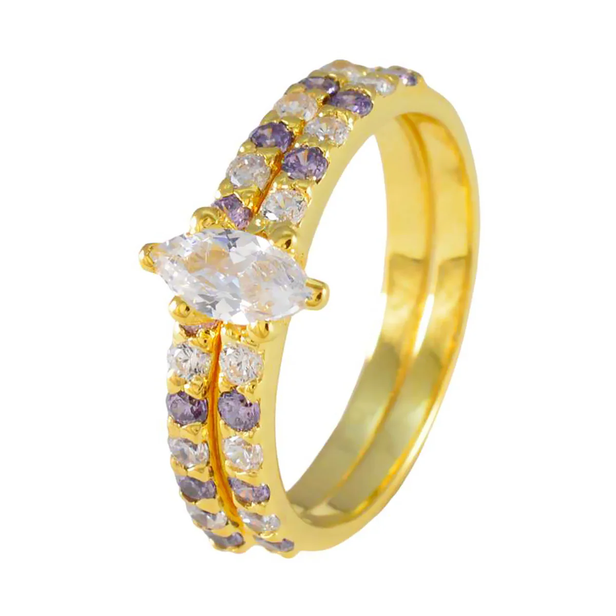 Amethyst Halo Korean Silver Purple Gems Whisper-thin Engagement Ring Jewelry - Image 2