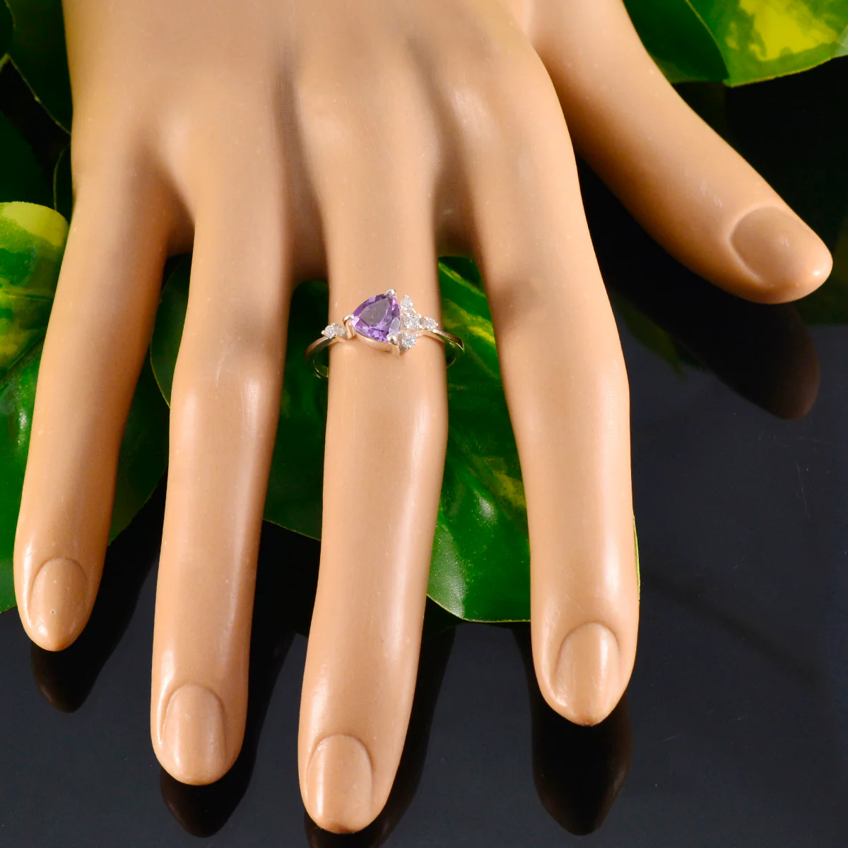 Amethyst Halo Korean Sterling Silver Purple Gems Delicate Sophisticated Ring Jewelry - Image 5