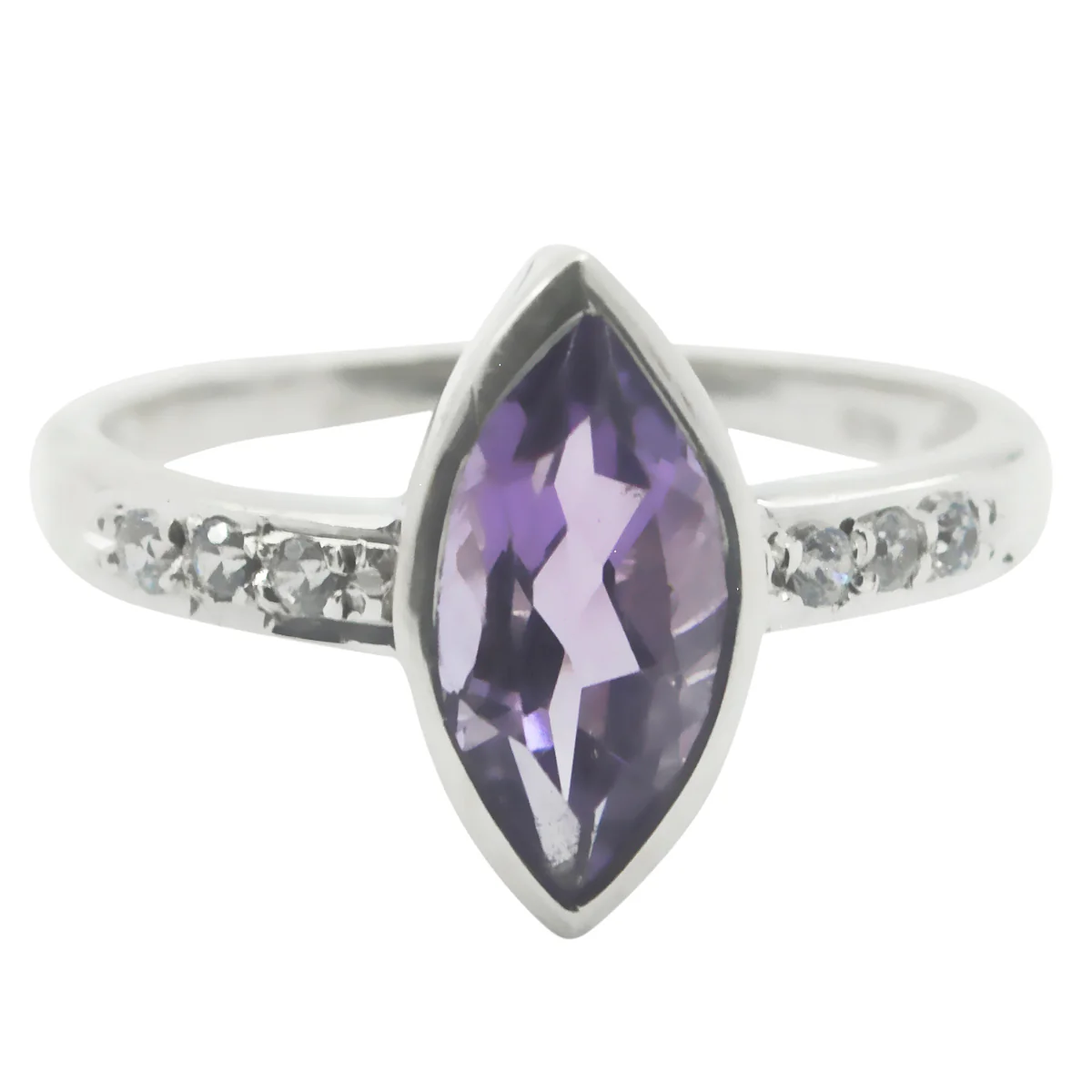 Amethyst Halo Korean Sterling Silver Purple Gemstone Delicate Contemporary Ring Jewellery - Image 2