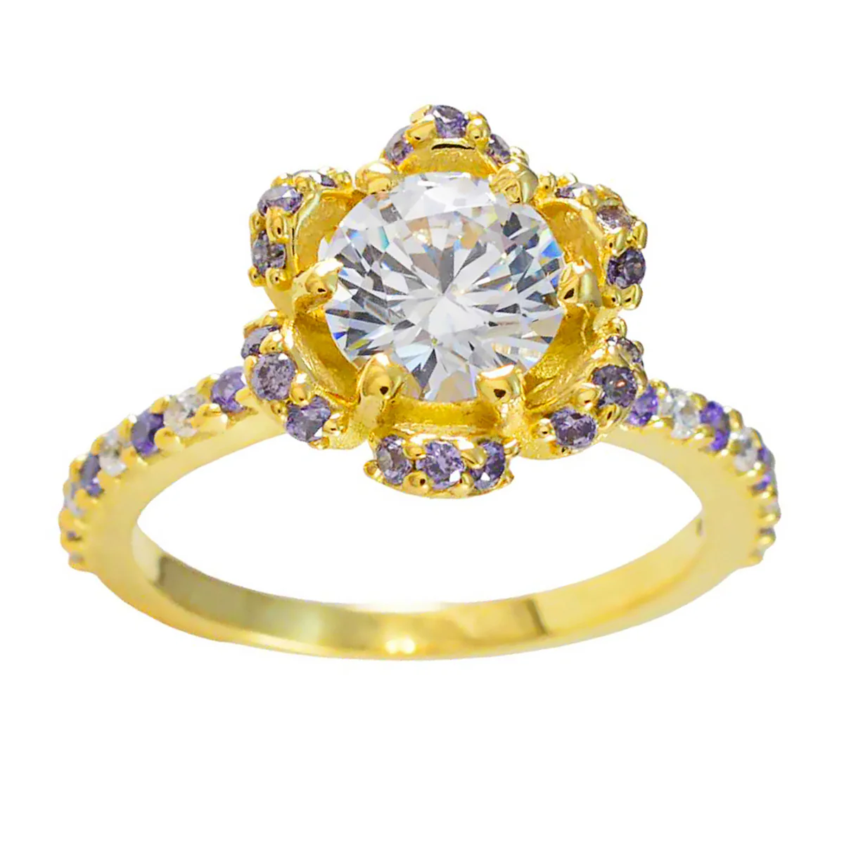 Amethyst Halo Latin American 925 Sterling Silver Purple Gemstones Whisper-thin Love Ring Jewellery - Image 3