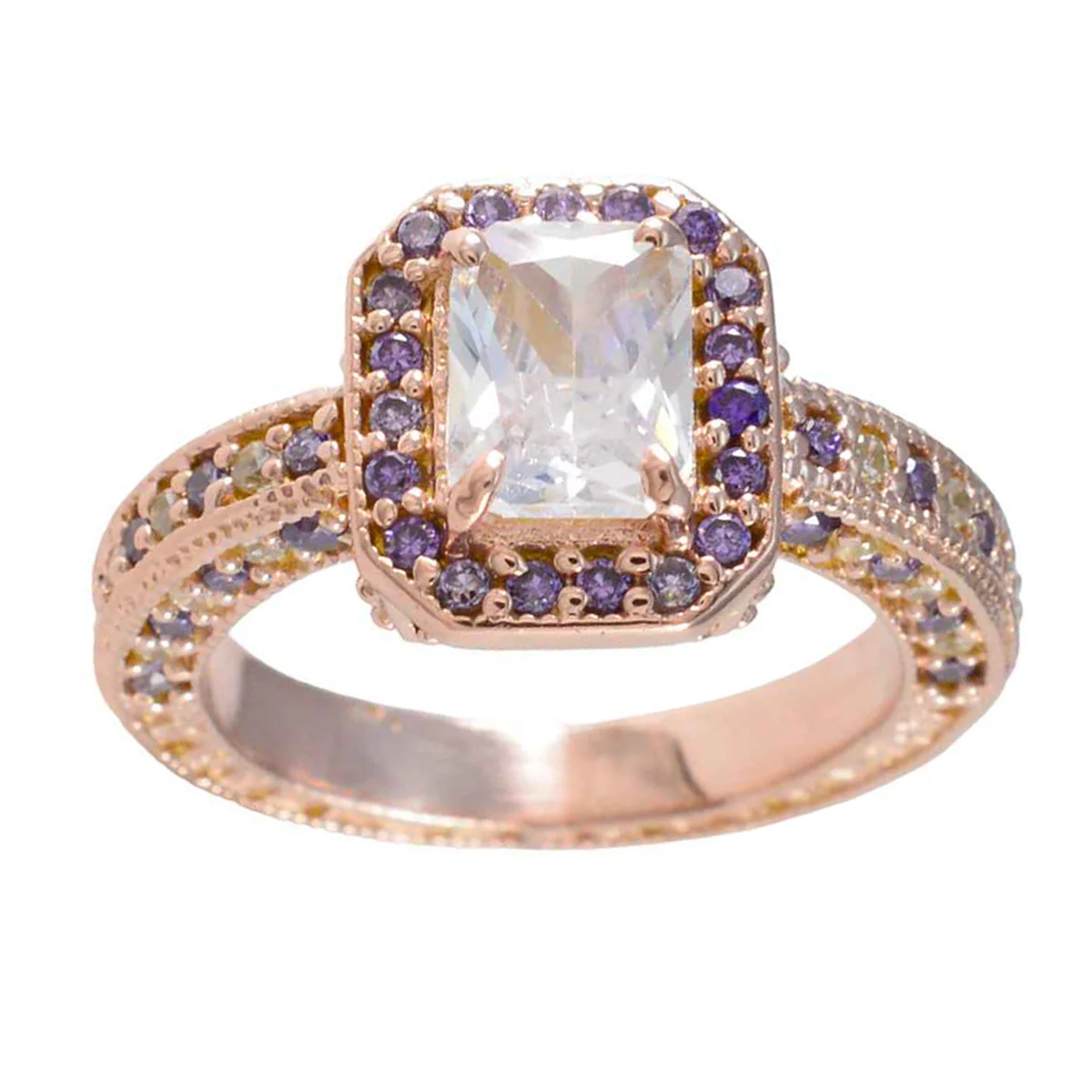 Amethyst Halo Latin American Sterling Silver Purple Gemstones Versatile valentine Ring Jewellery - Image 3