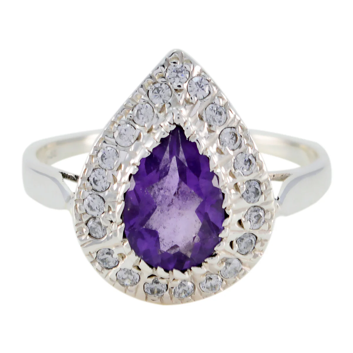 Amethyst Halo Moroccan Sterling Silver Purple Gems Tiny Love Ring Jewellery - Image 3