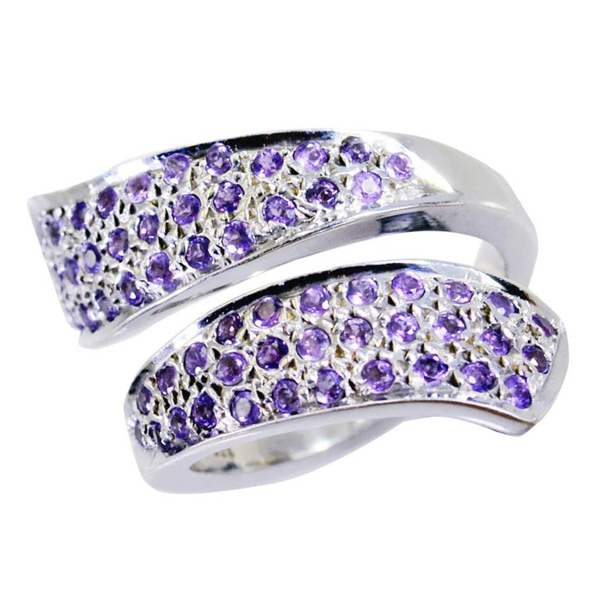 Amethyst Halo Spanish Silver Purple Gems Edgy Trendy Ring Jewellery - Image 2
