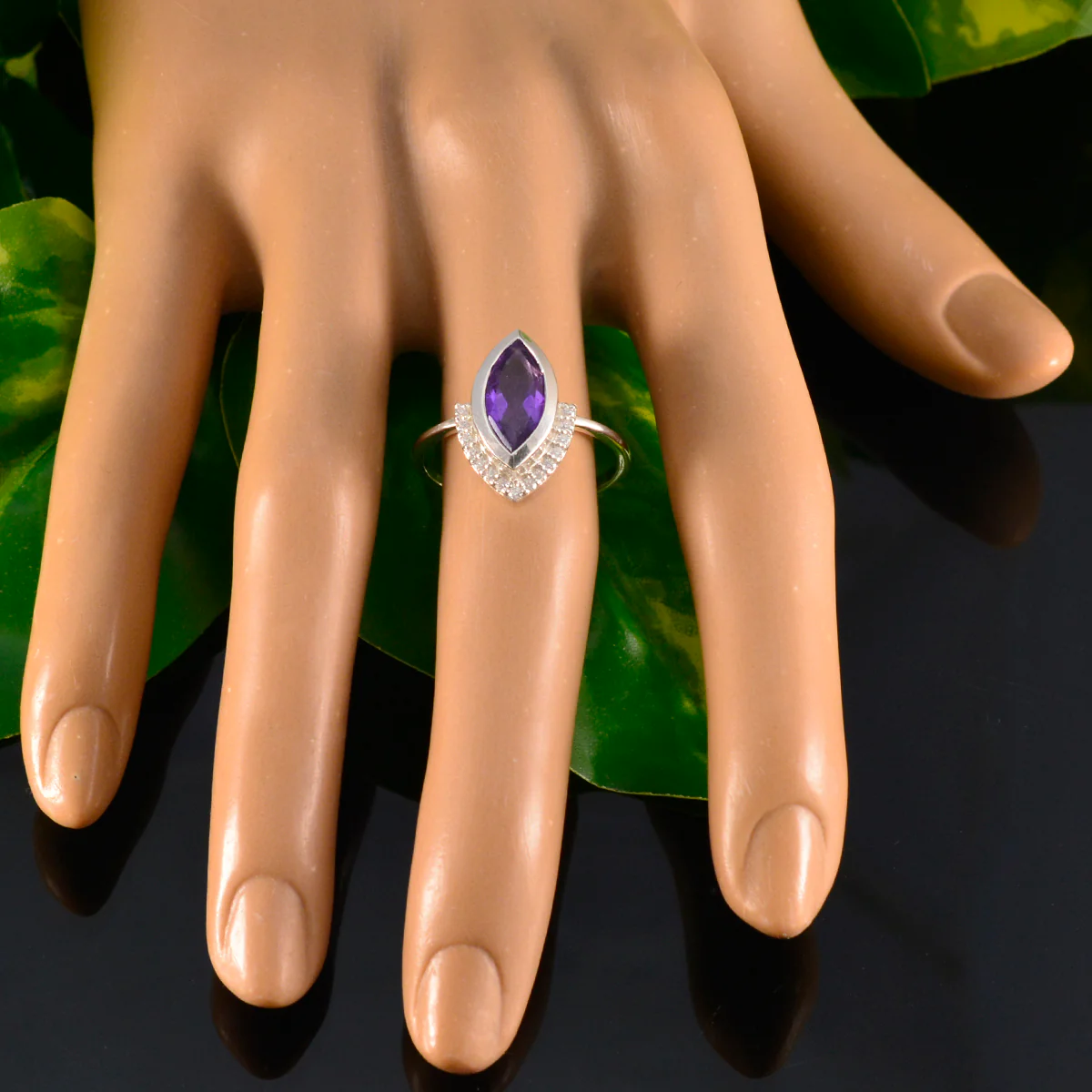 Amethyst Halo Turkish 92.5 Silver Purple Gemstones Whisper-thin Fairytale Ring Jewelry - Image 5