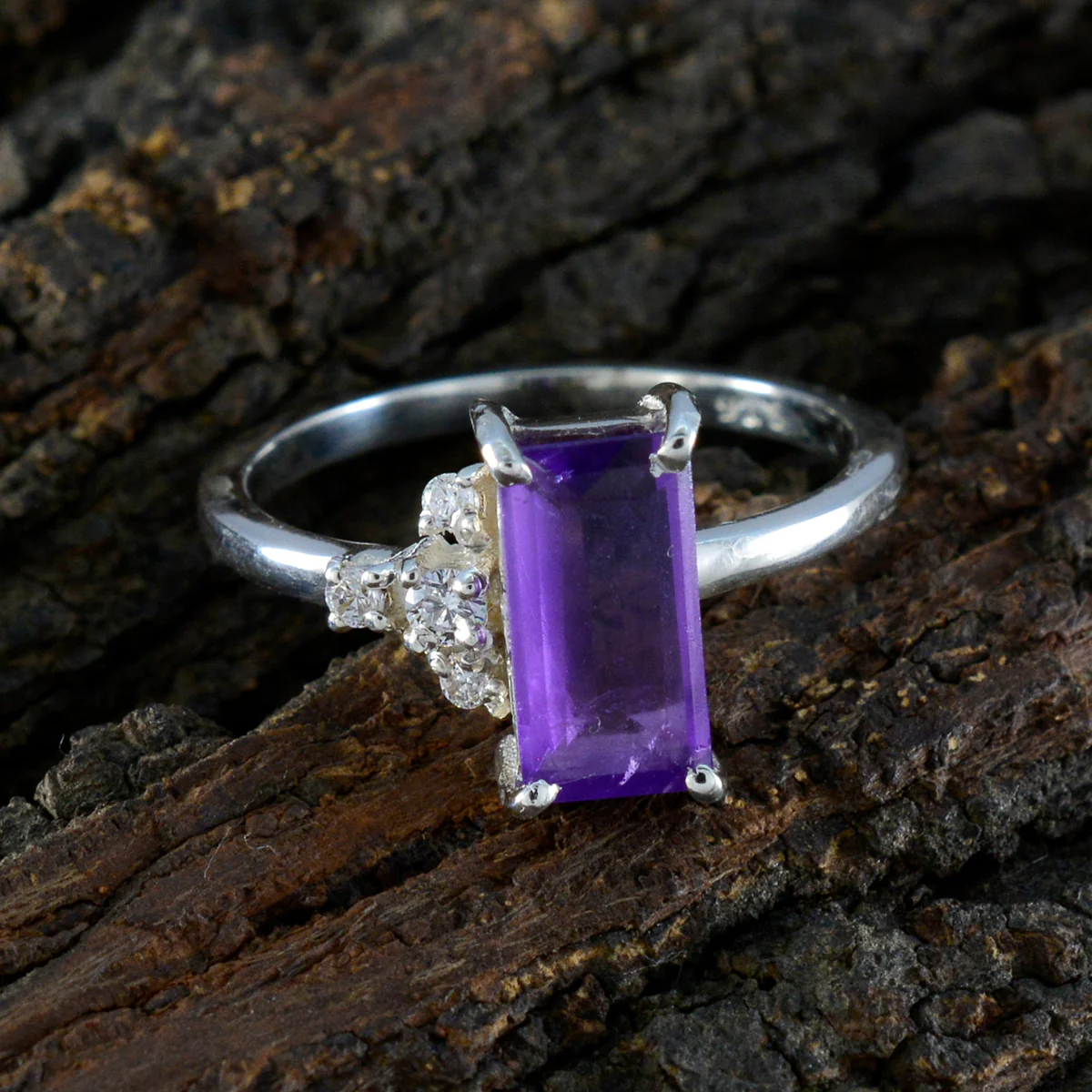 Amethyst Halo Turkish Sterling Silver Purple Gems Dainty Romantic Ring Jewellery - Image 3