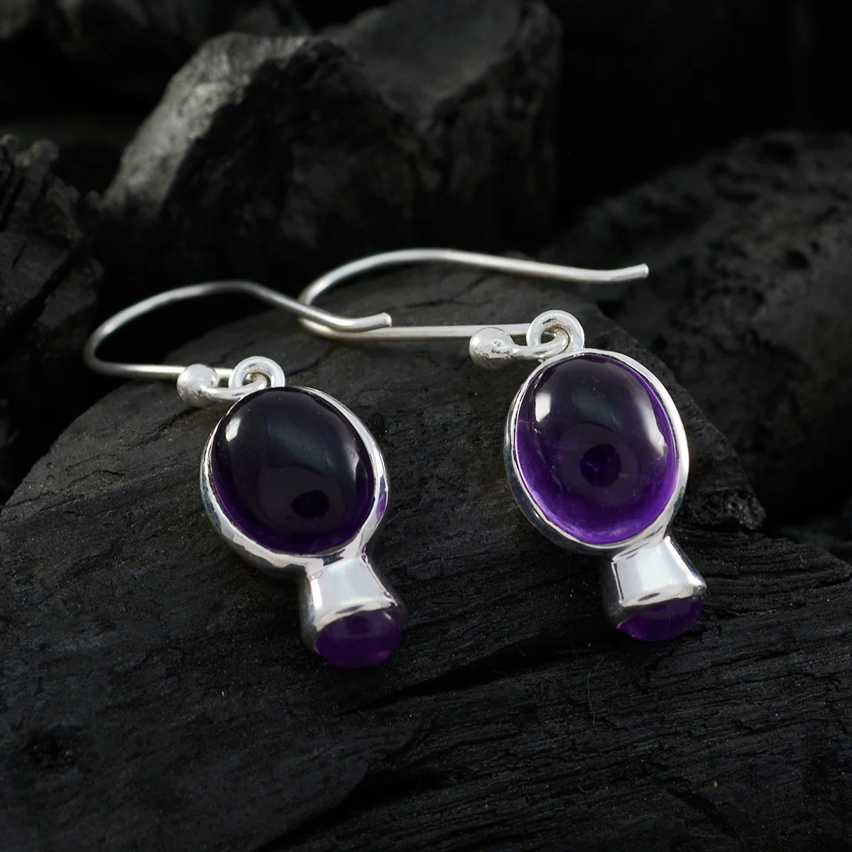 Amethyst Italian Daniela multiple Dangle Purple 925 Silver Earring - Image 2