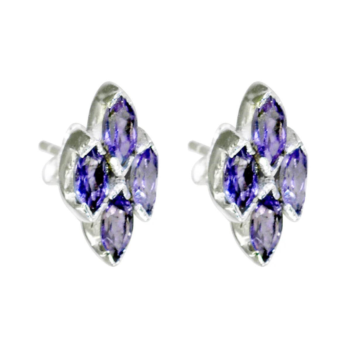 Amethyst Italian Naomi multiple Stud Purple Silver Earring