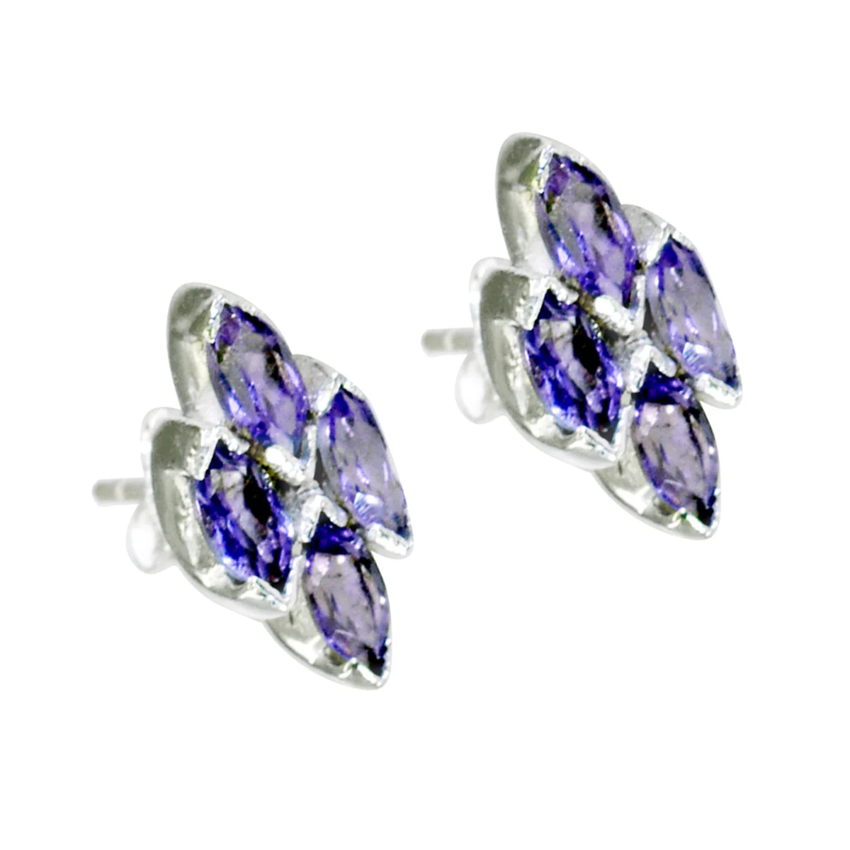 Amethyst Italian Naomi multiple Stud Purple Silver Earring - Image 2