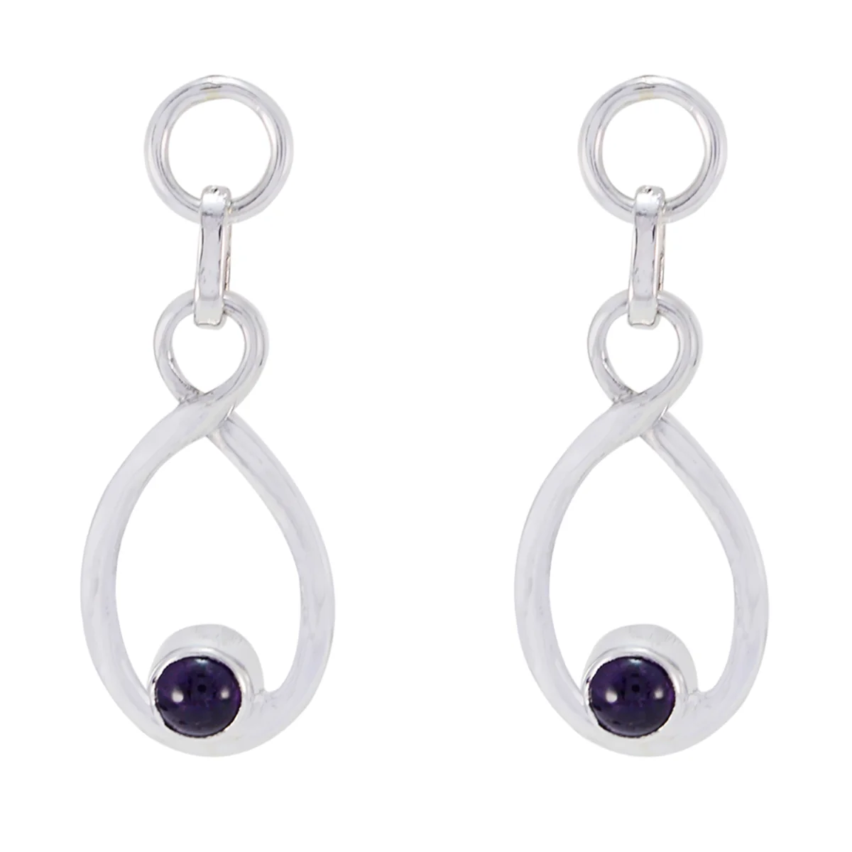 Amethyst Italian Yuna multiple Stud Purple Sterling Silver Earring