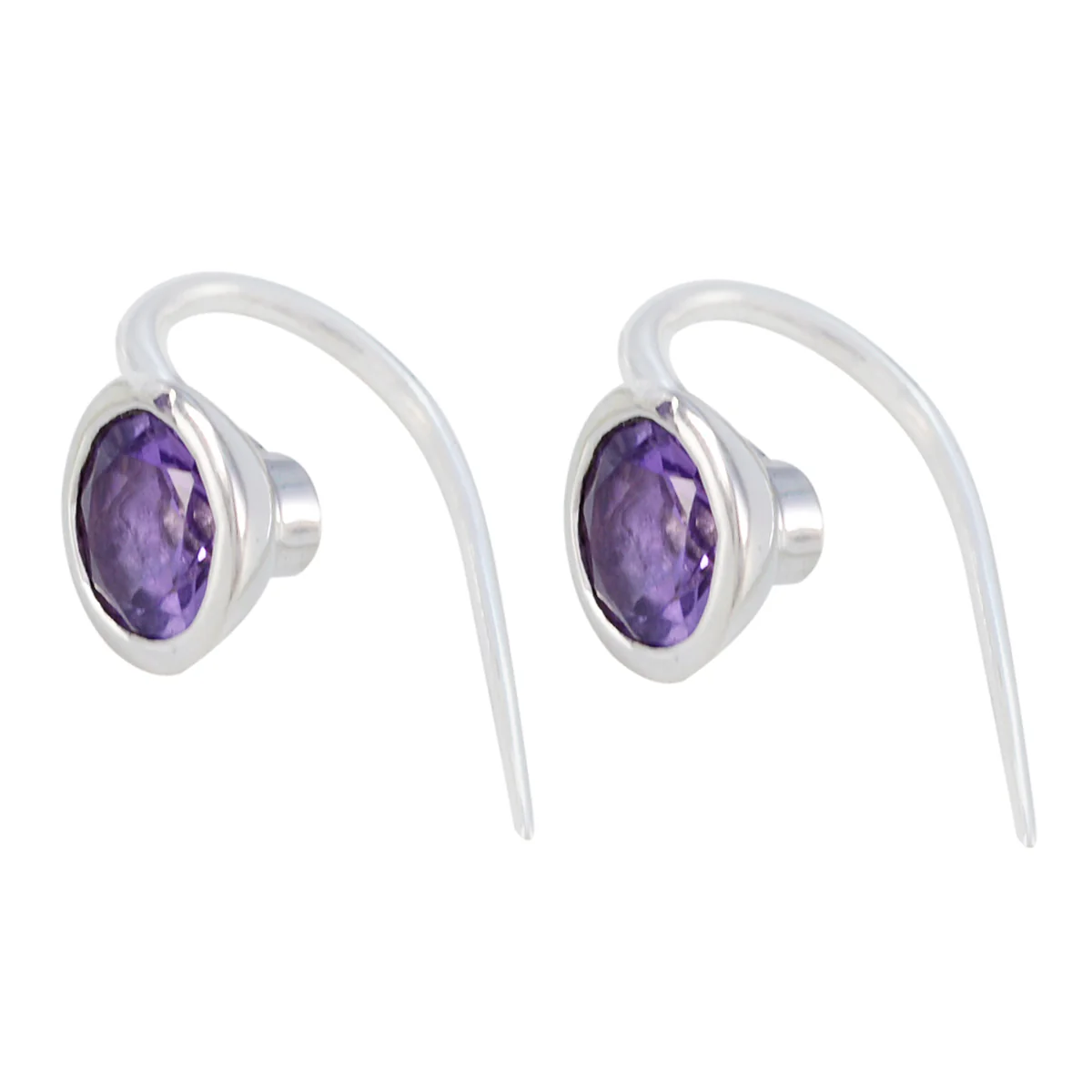 Amethyst Japanese Ana Solitaire Stud Purple Sterling Silver Earring