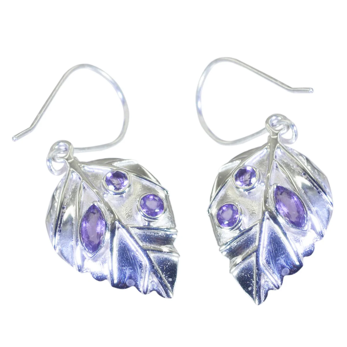 Amethyst Japanese Elena multiple Dangle Purple Silver Earring