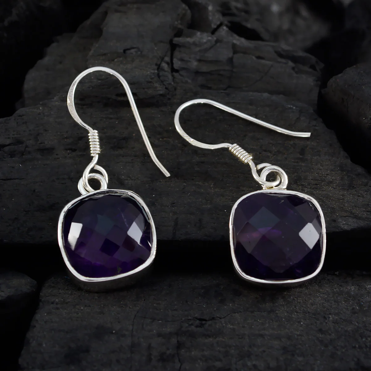 Amethyst Japanese Nora multiple Dangle Purple 925 Silver Earring - Image 2