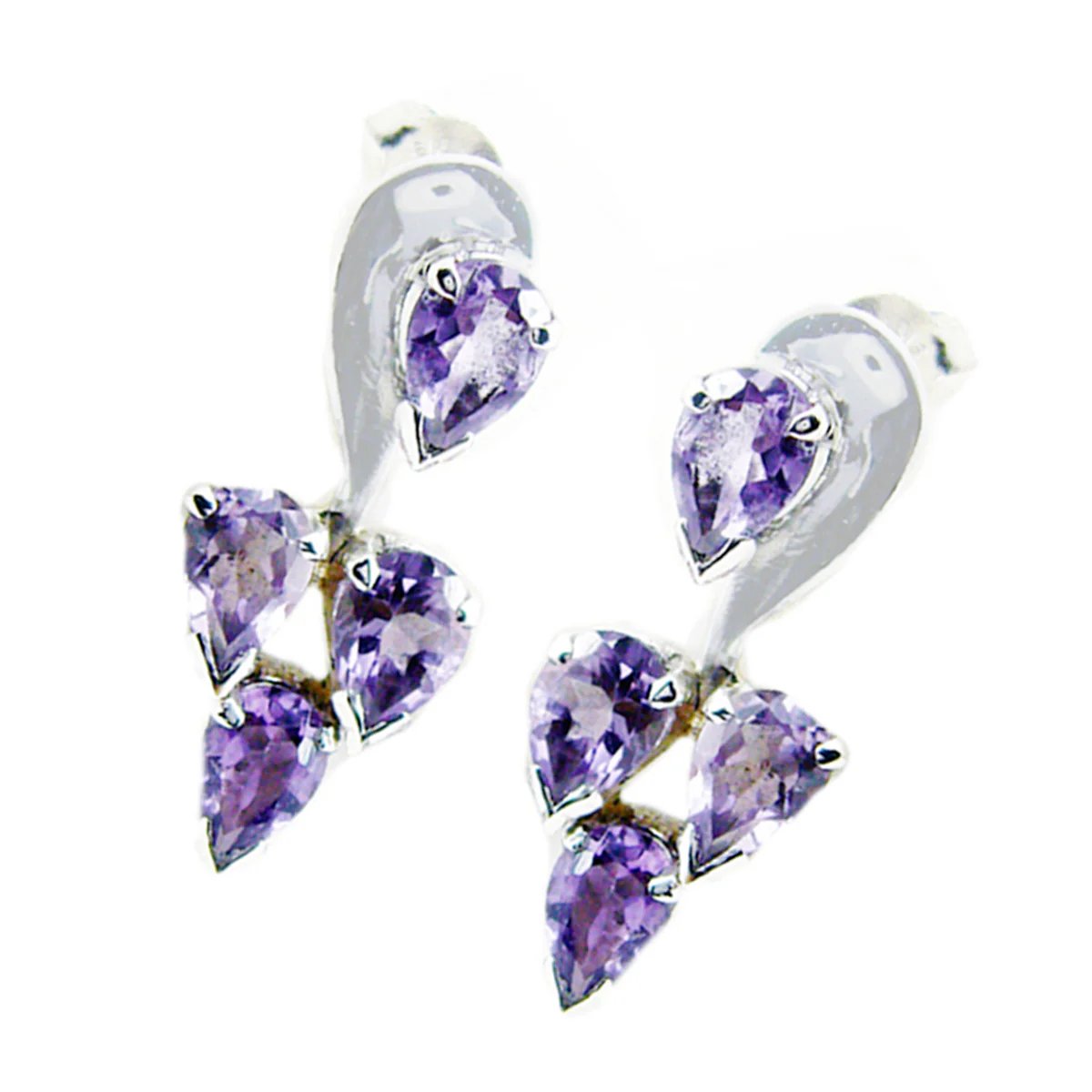 Amethyst Korean Alejandra multiple Stud Purple 925 Silver Earring - Image 2