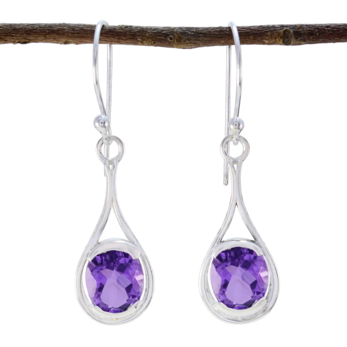Amethyst Korean Ines Solitaire Dangle Purple 92.5 Silver Earring