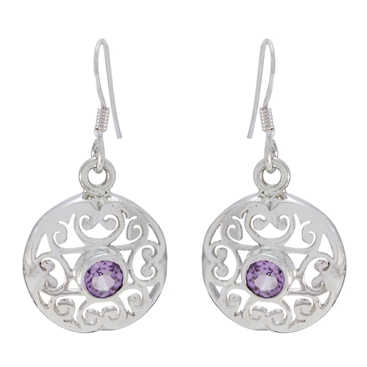 Amethyst Korean Lili Solitaire Dangle Purple 92.5 Silver Earring