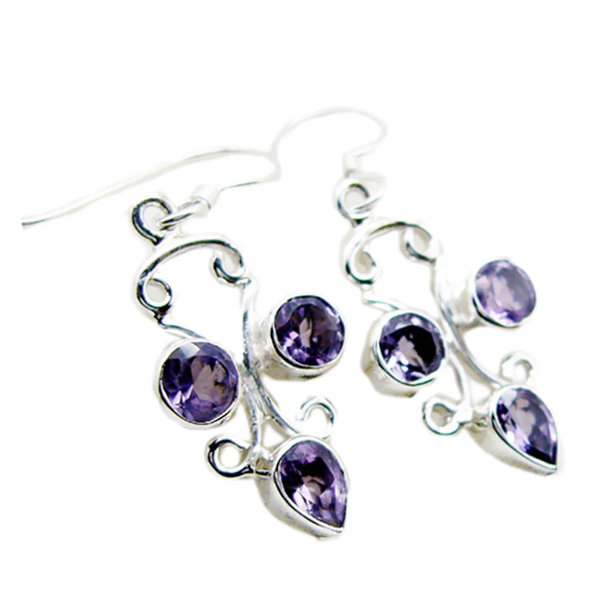 Amethyst Korean Rosa multiple Dangle Purple 92.5 Silver Earring - Image 3