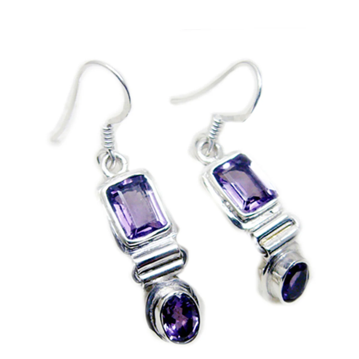 Amethyst Korean Violet multiple Dangle Purple Silver Earring - Image 2