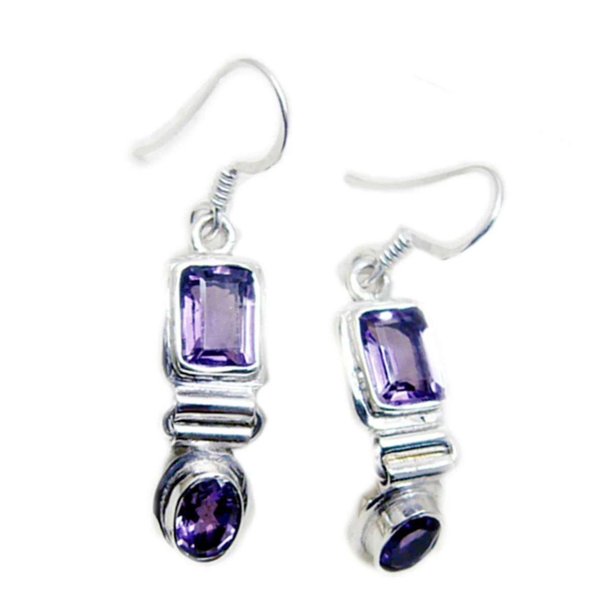 Amethyst Korean Violet multiple Dangle Purple Silver Earring - Image 3