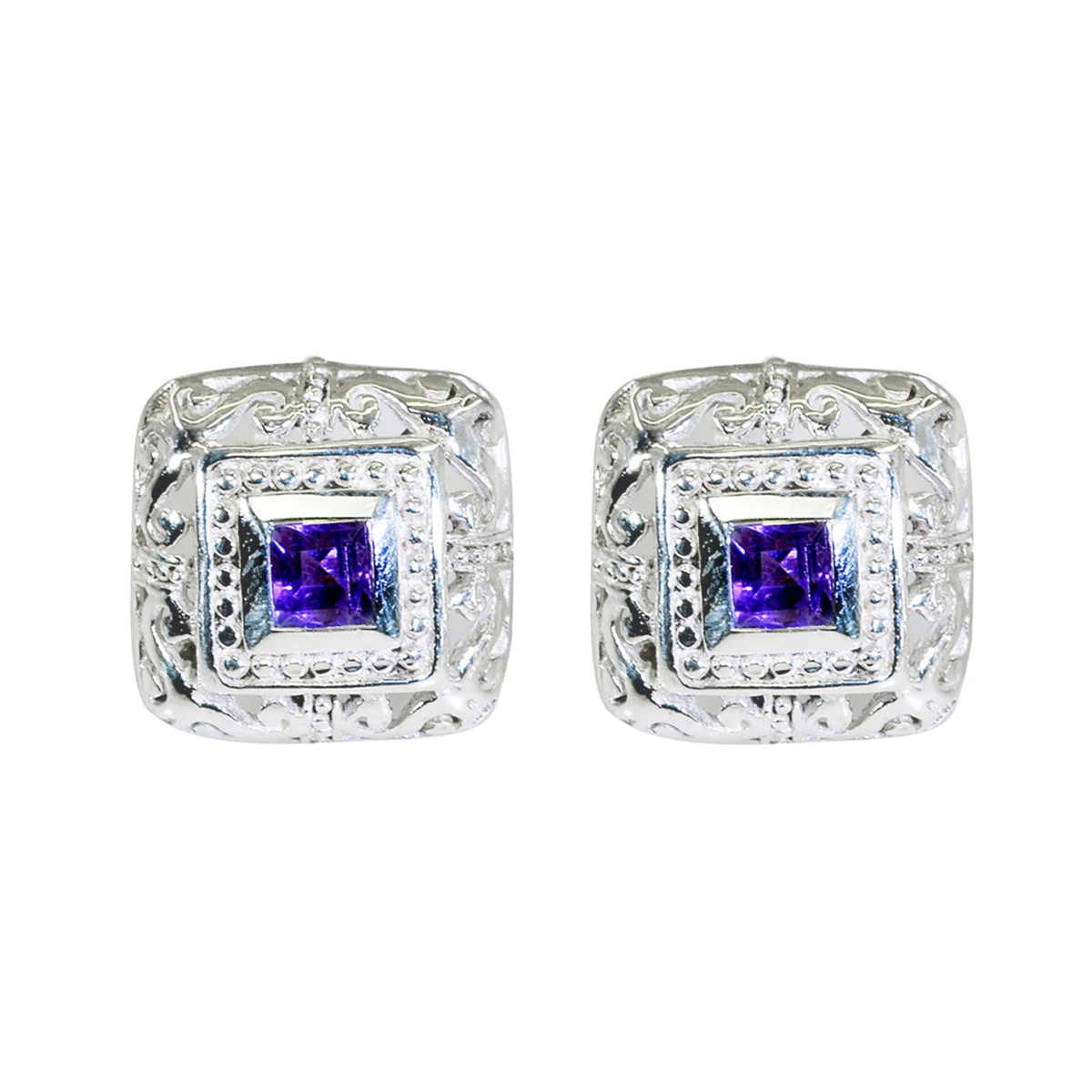Amethyst Korean Zoey Solitaire Stud Purple 925 Silver Earring