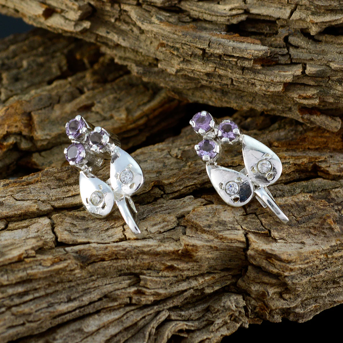 Amethyst Latin American Camila multiple Stud Purple 925 Silver Earring - Image 3