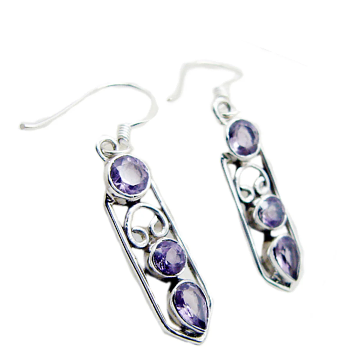 Amethyst Latin American Natalia multiple Dangle Purple 925 Sterling Silver Earring - Image 3