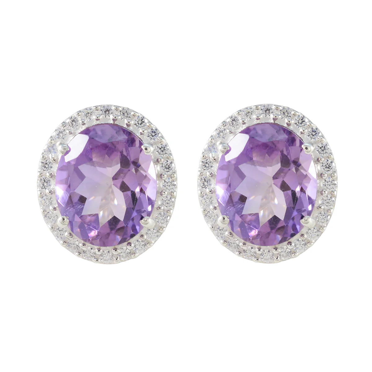 Amethyst Latin American Renata multiple Stud Purple Silver Earring