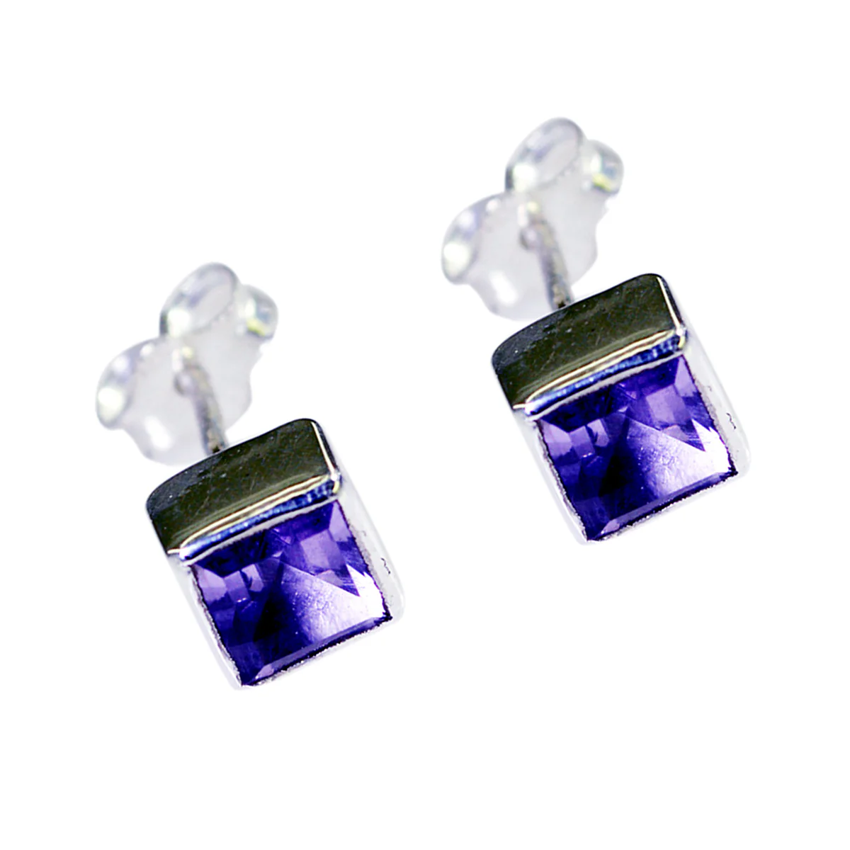 Amethyst Latin American Stella Solitaire Stud Purple 92.5 Silver Earring - Image 2