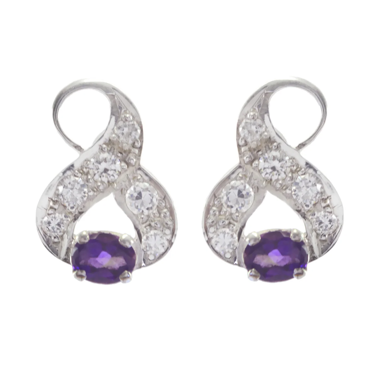 Amethyst Mexican Elena multiple Stud Purple 925 Sterling Silver Earring