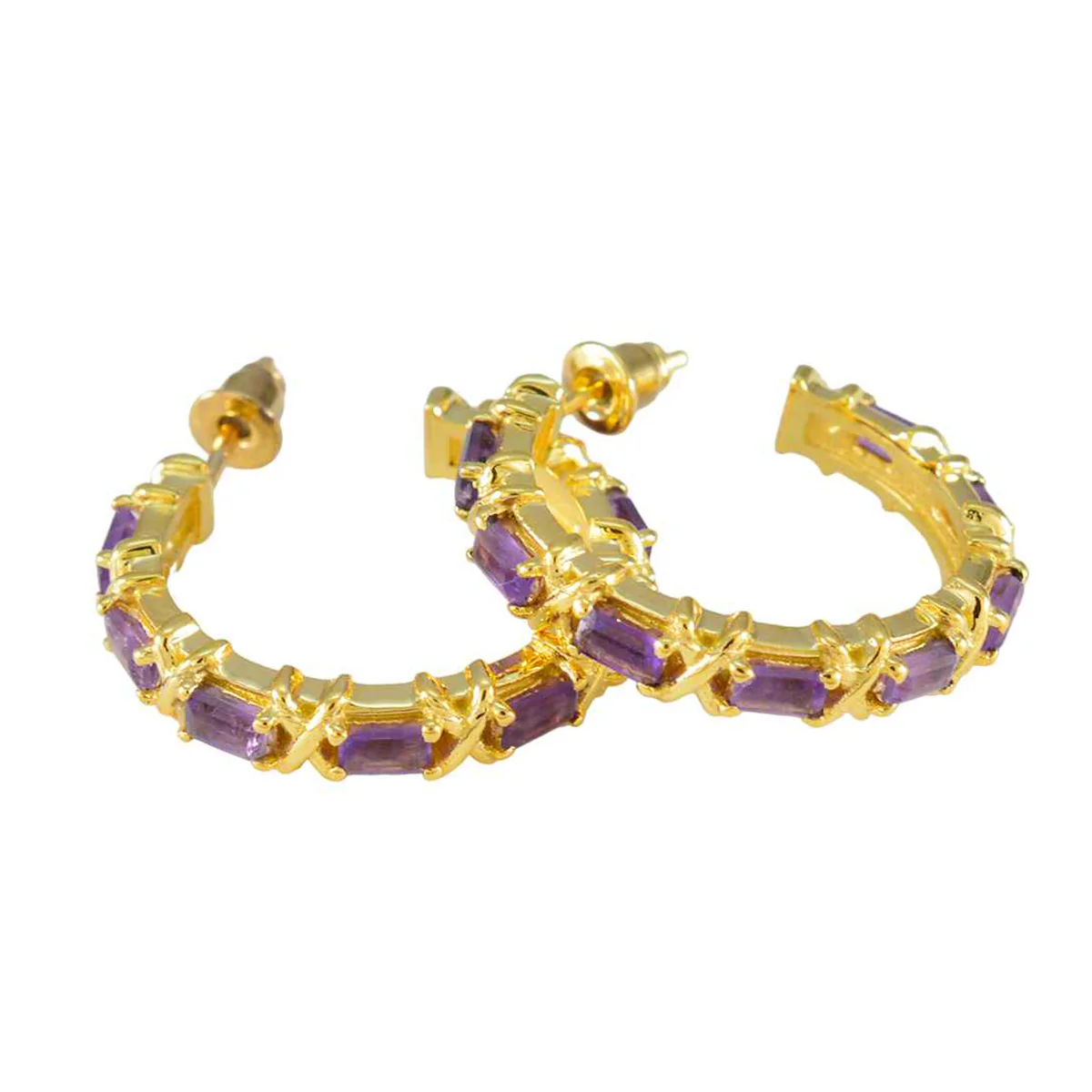 Amethyst Middle Eastern Aaliyah multiple Stud Purple Silver Earring - Image 3