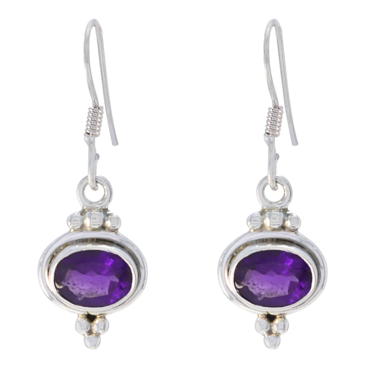 Amethyst Middle Eastern Bella multiple Dangle Purple 925 Silver Earring