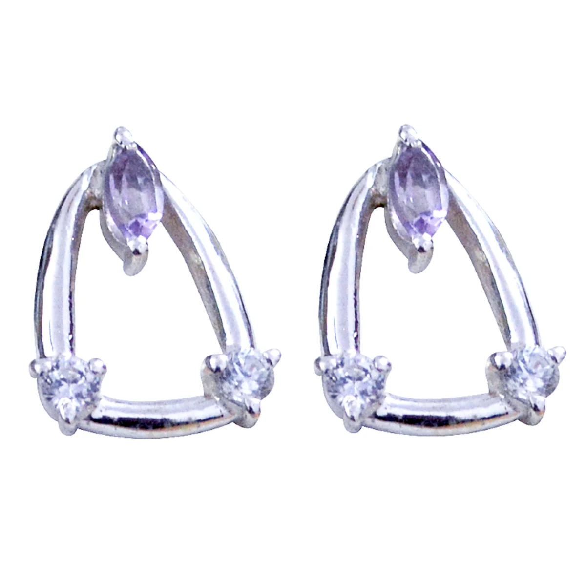 Amethyst Middle Eastern Nari multiple Stud Purple 92.5 Silver Earring - Image 2