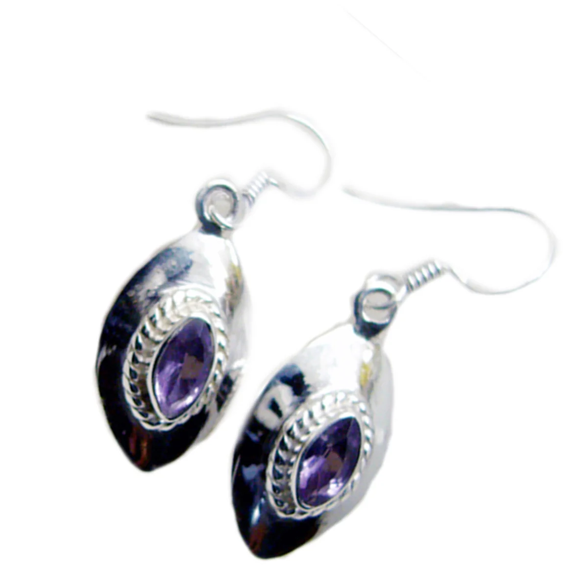 Amethyst Middle Eastern Valentina multiple Dangle Purple 925 Silver Earring - Image 2