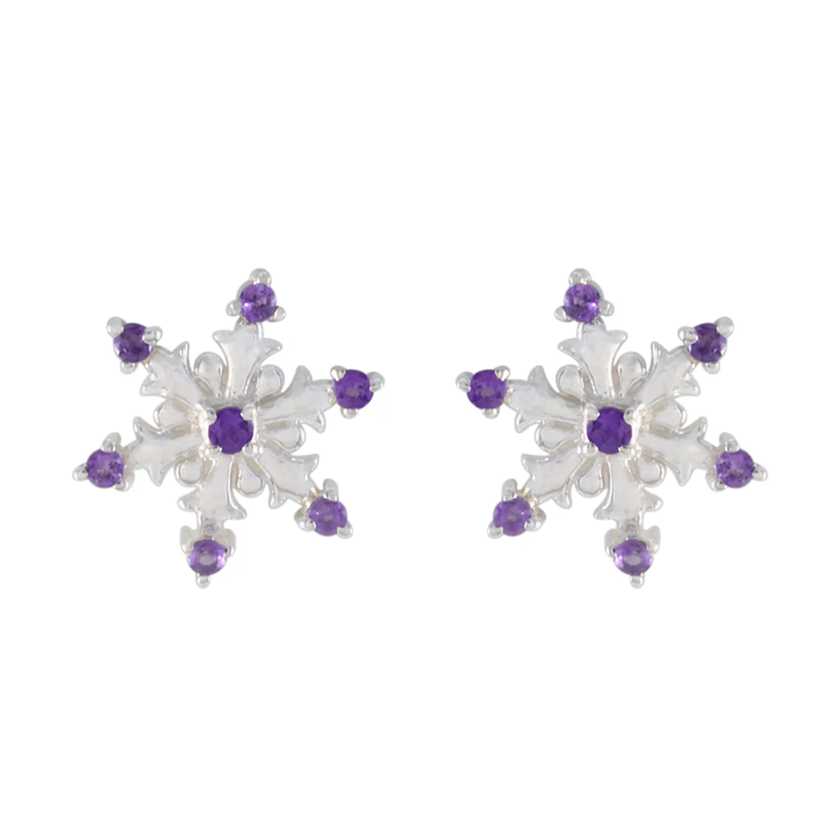 Amethyst Moroccan Isabelle multiple Stud Purple Silver Earring