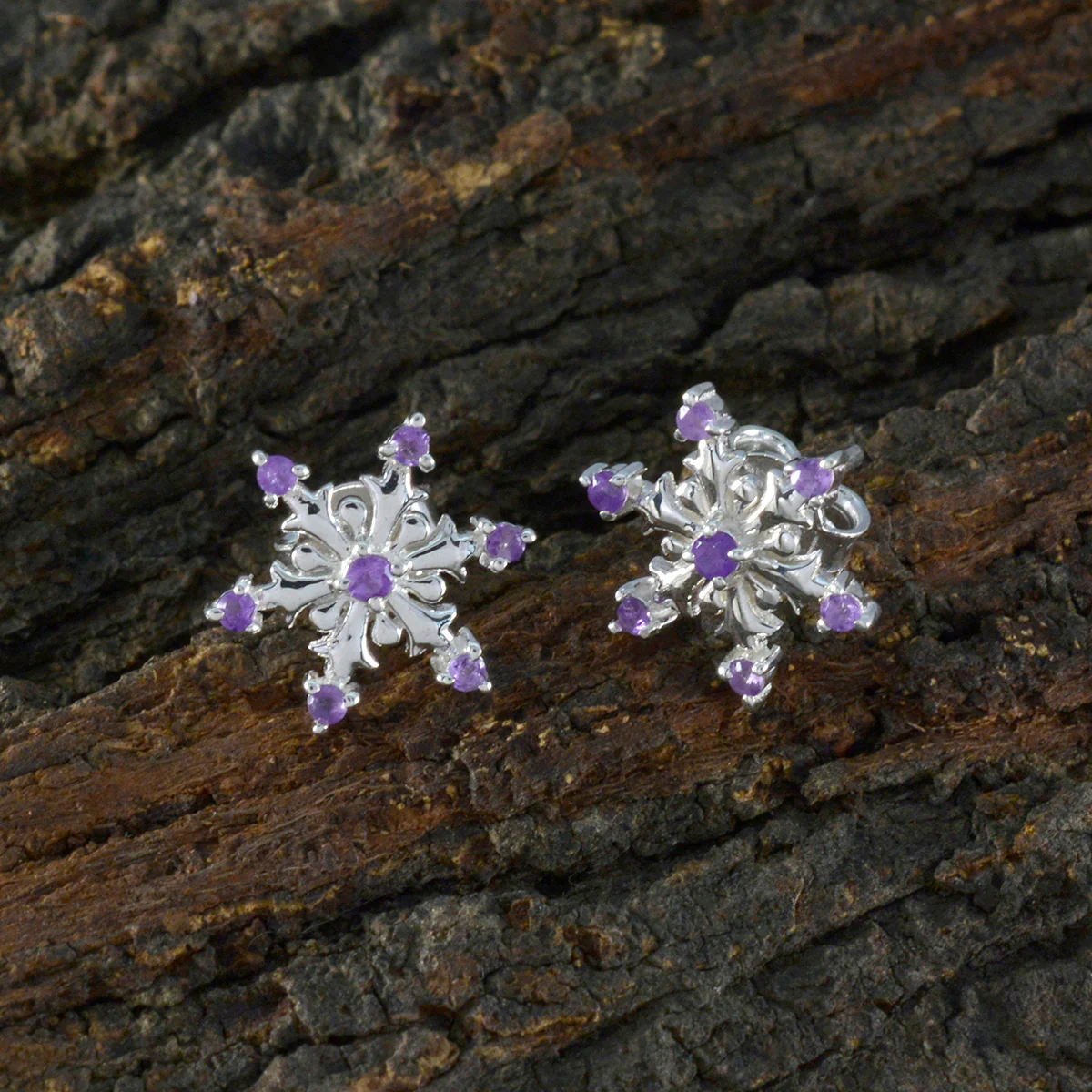 Amethyst Moroccan Isabelle multiple Stud Purple Silver Earring - Image 3