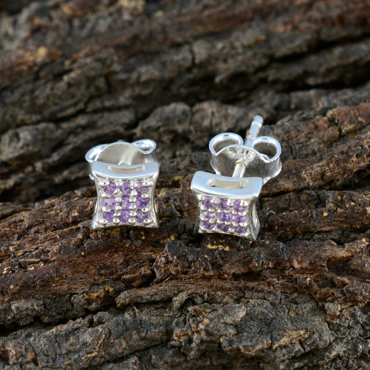 Amethyst Moroccan Valentina multiple Stud Purple 92.5 Silver Earring - Image 4
