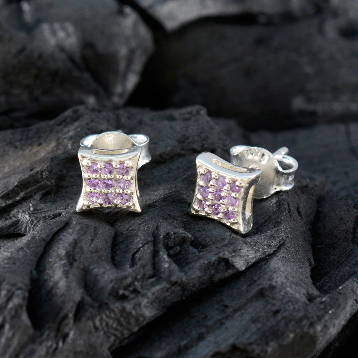 Amethyst Moroccan Valentina multiple Stud Purple 92.5 Silver Earring - Image 5