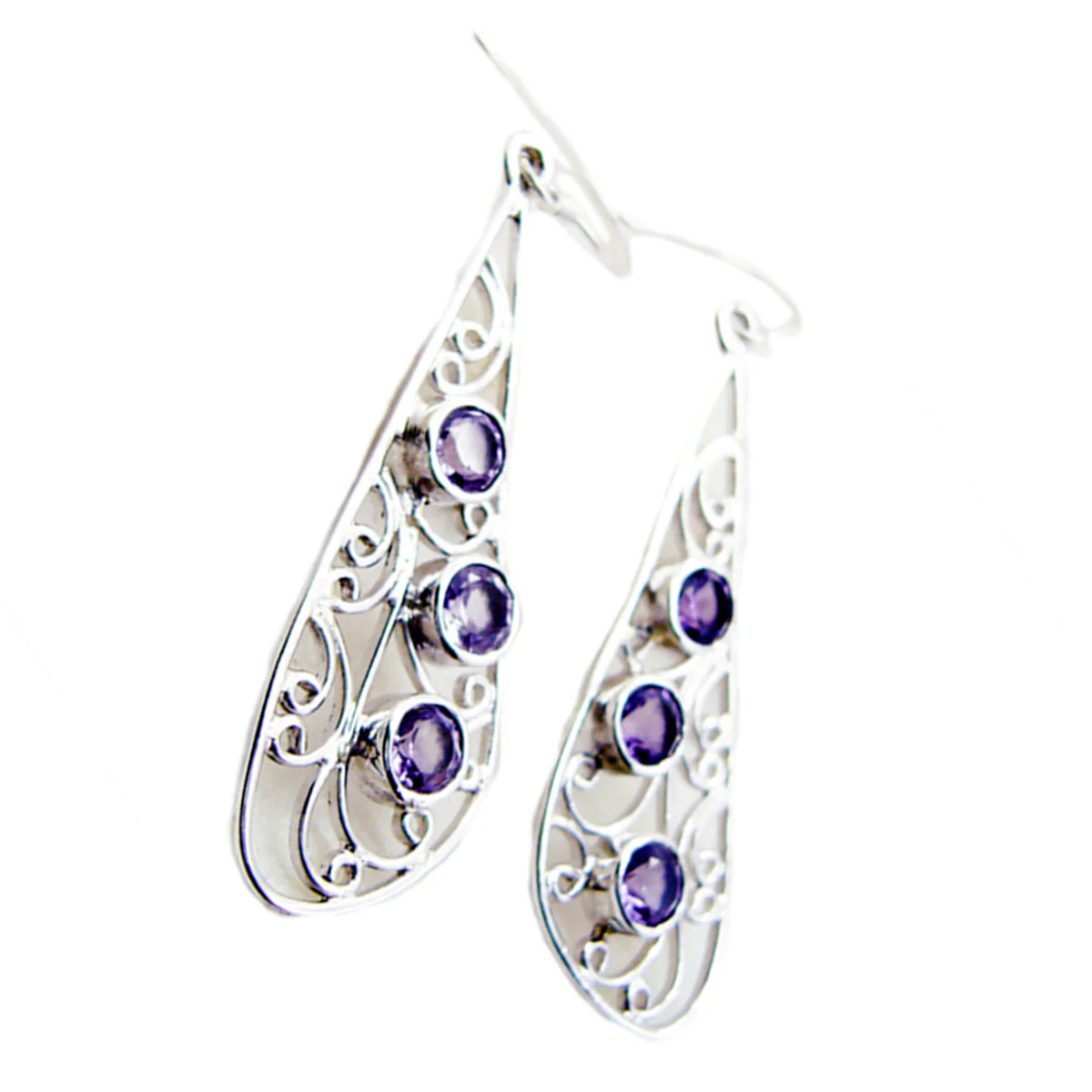 Amethyst Moroccan Yuki multiple Dangle Purple 925 Silver Earring - Image 2