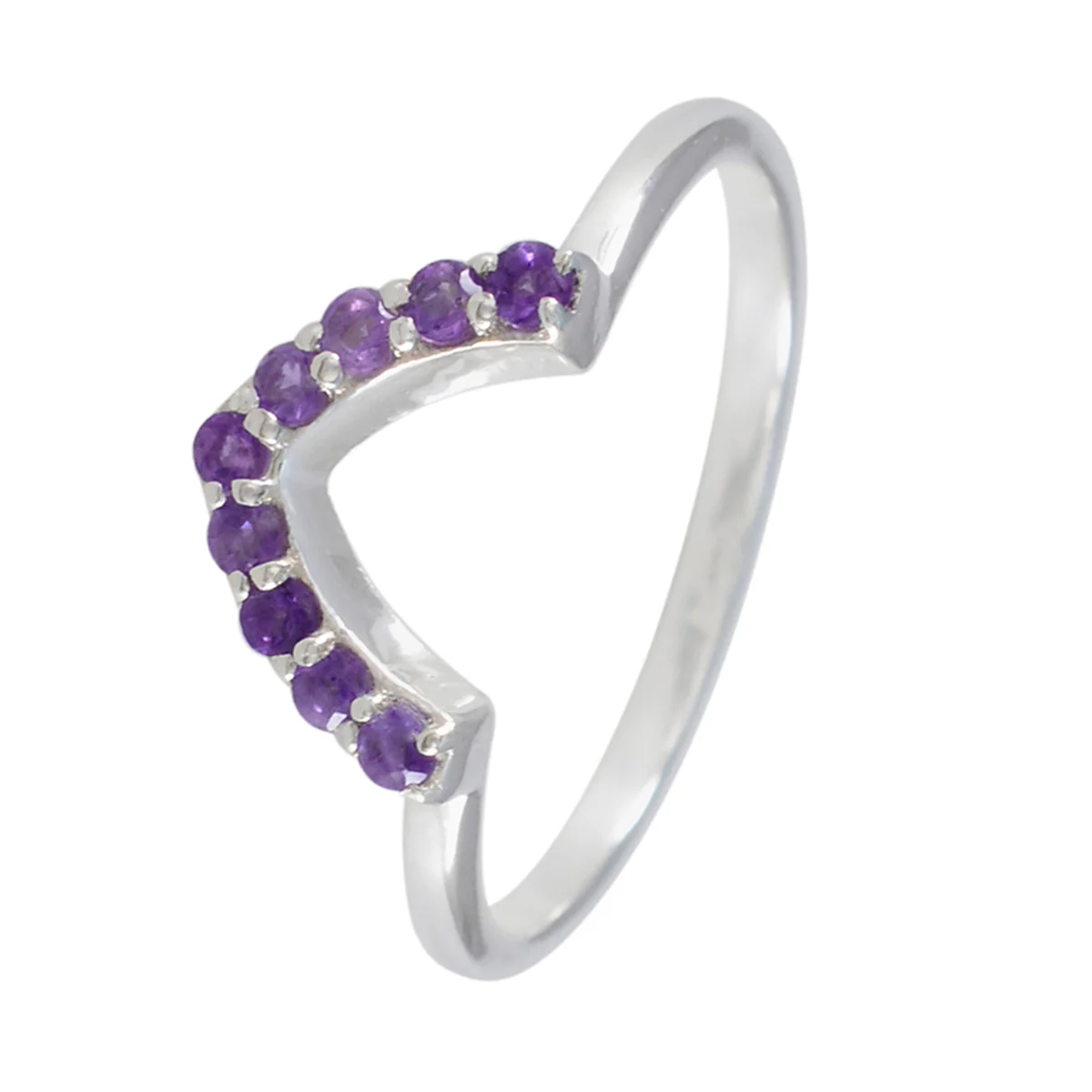 Amethyst multiple American Silver Purple Gems Elegant crown Ring Jewelry - Image 3