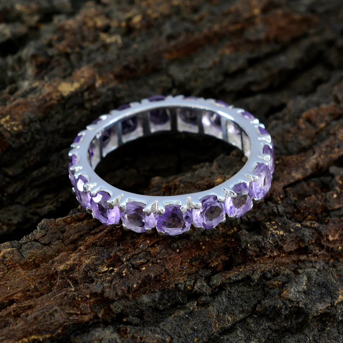 Amethyst multiple American Silver Purple Gemstones Delicate Eternity Band Jewellery - Image 3