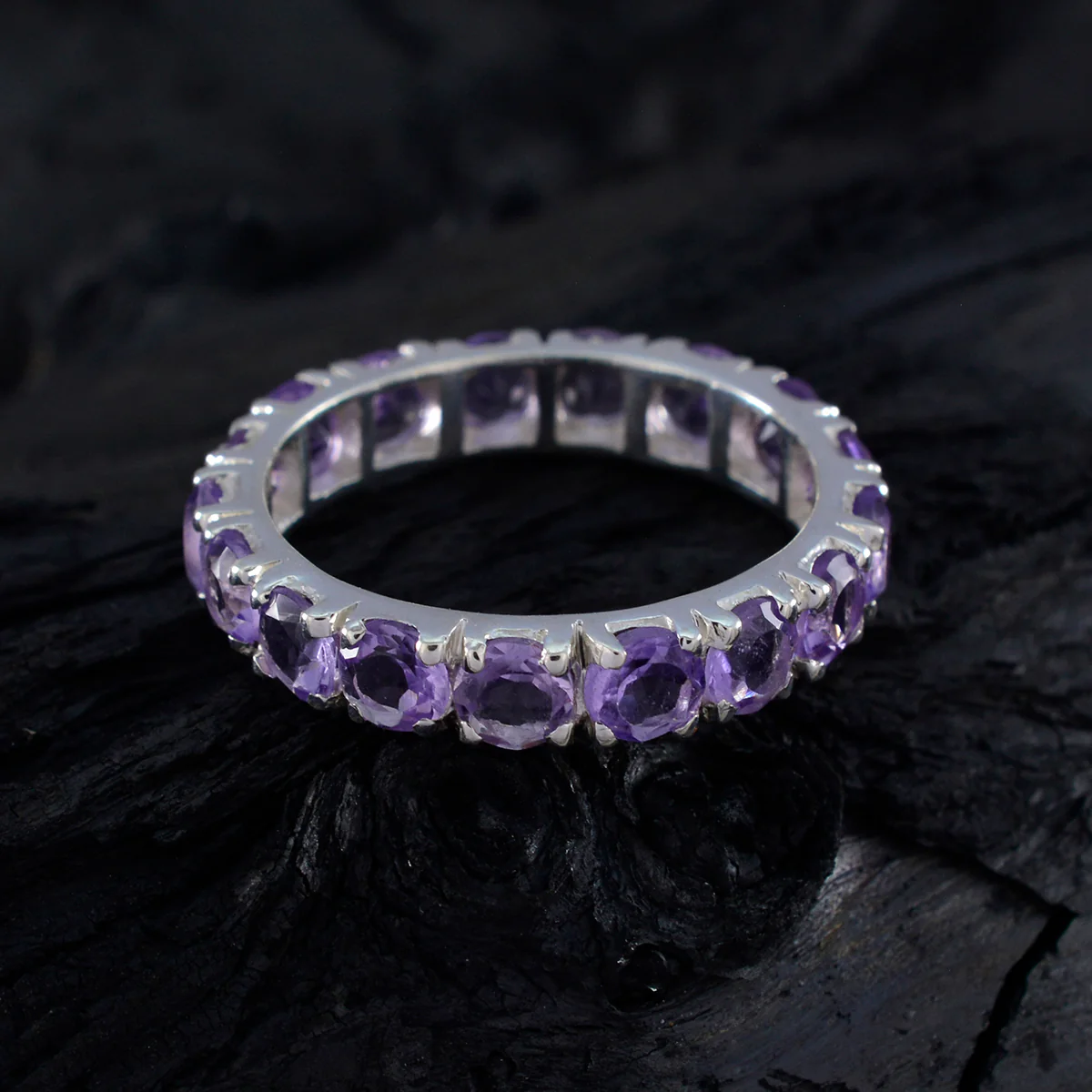 Amethyst multiple American Silver Purple Gemstones Delicate Eternity Band Jewellery - Image 4