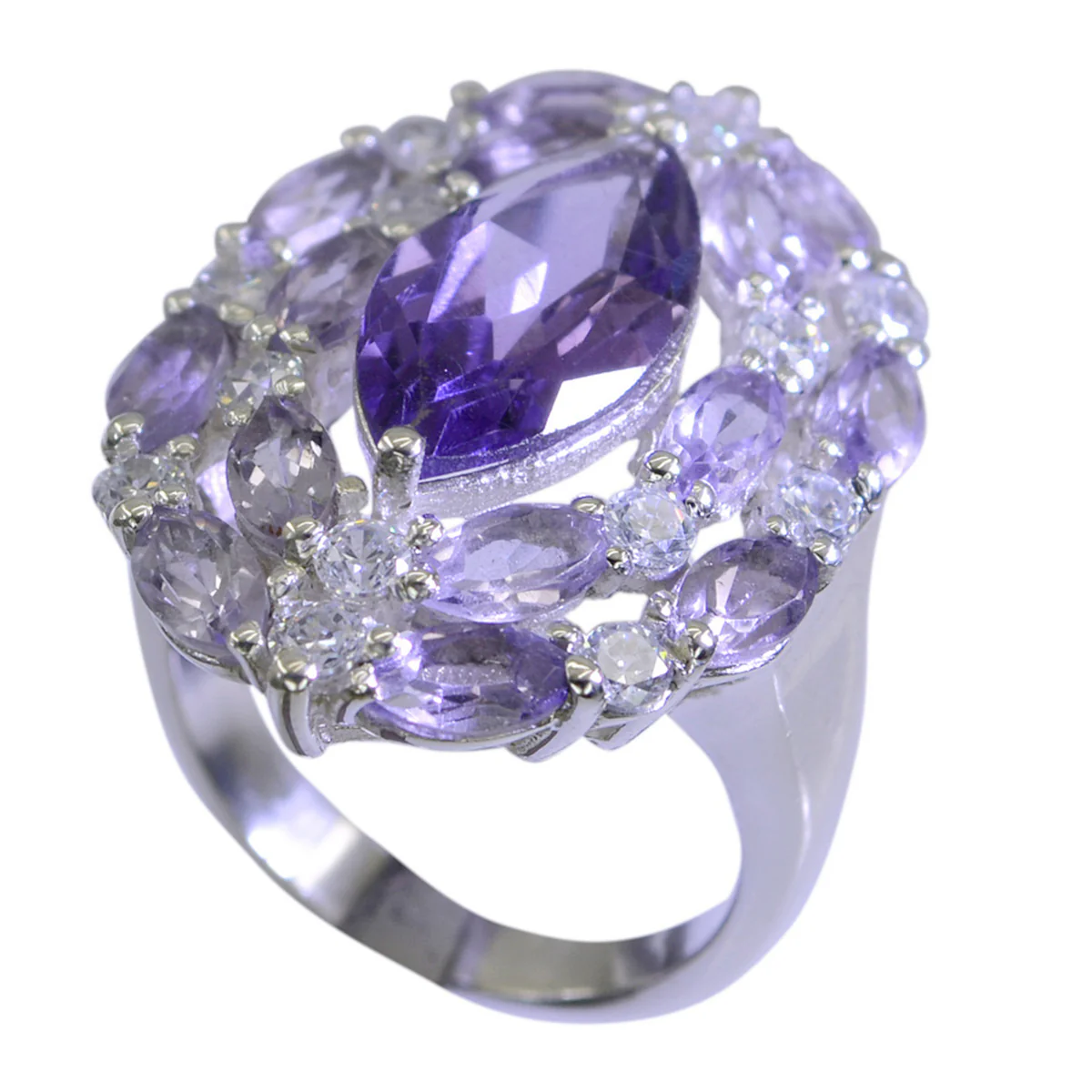 Amethyst multiple Egyptian 92.5 Silver Purple Gems Essential  Modern Ring Jewellery
