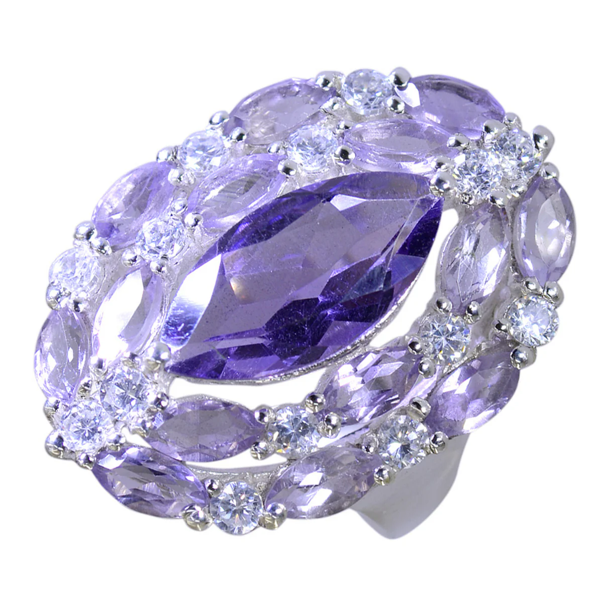Amethyst multiple Egyptian 92.5 Silver Purple Gems Essential  Modern Ring Jewellery - Image 2