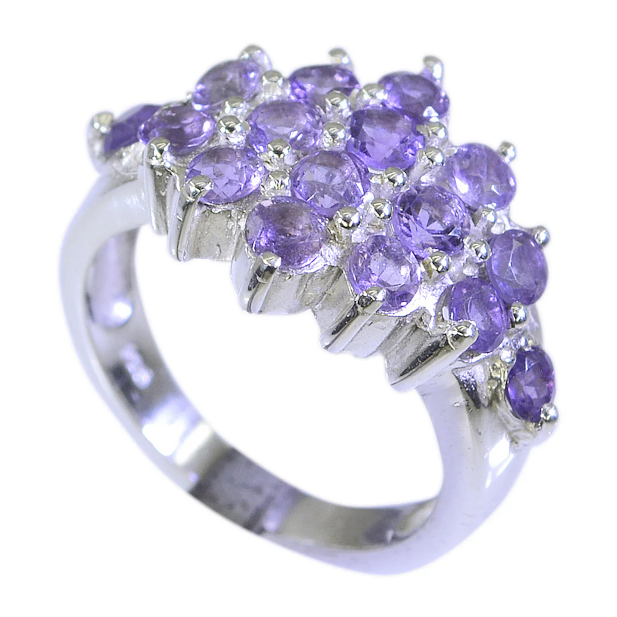 Amethyst multiple German 92.5 Silver Purple Gemstone Minimal Luxurious Ring Jewellery - Image 2