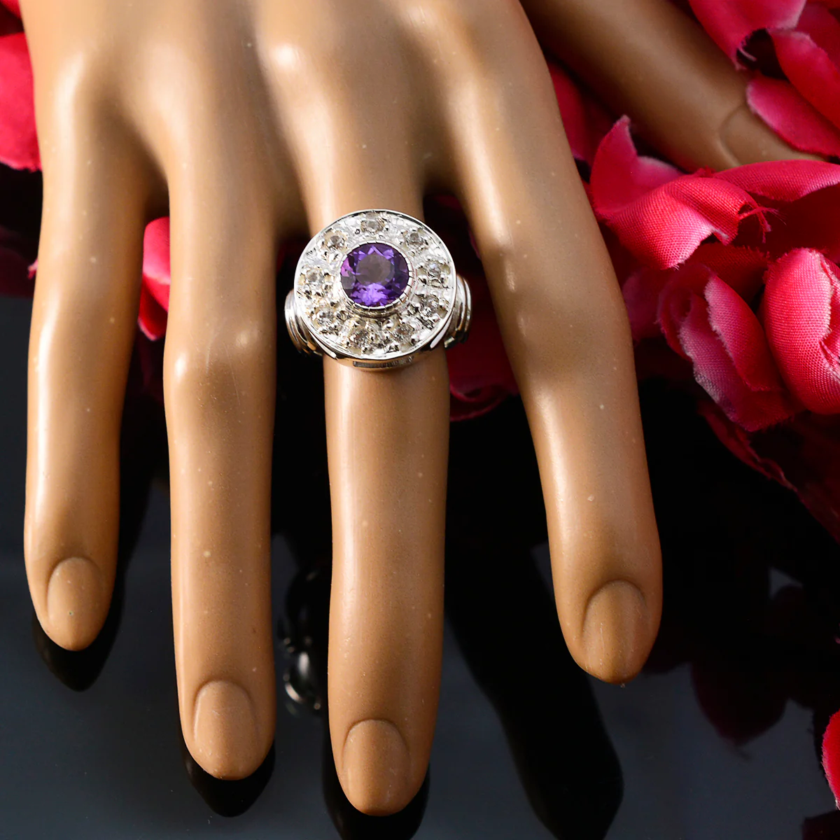 Amethyst multiple Indian 92.5 Silver Purple Gemstone Essential Trendy Ring Jewelry - Image 5
