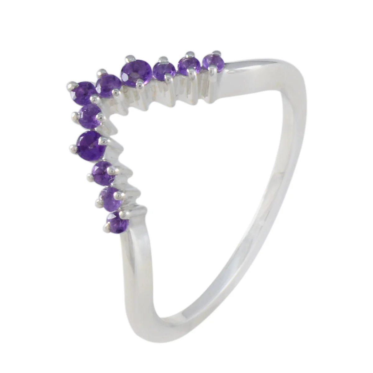 Amethyst multiple Japanese Silver Purple Gemstones Delicate crown Ring Jewellery - Image 2