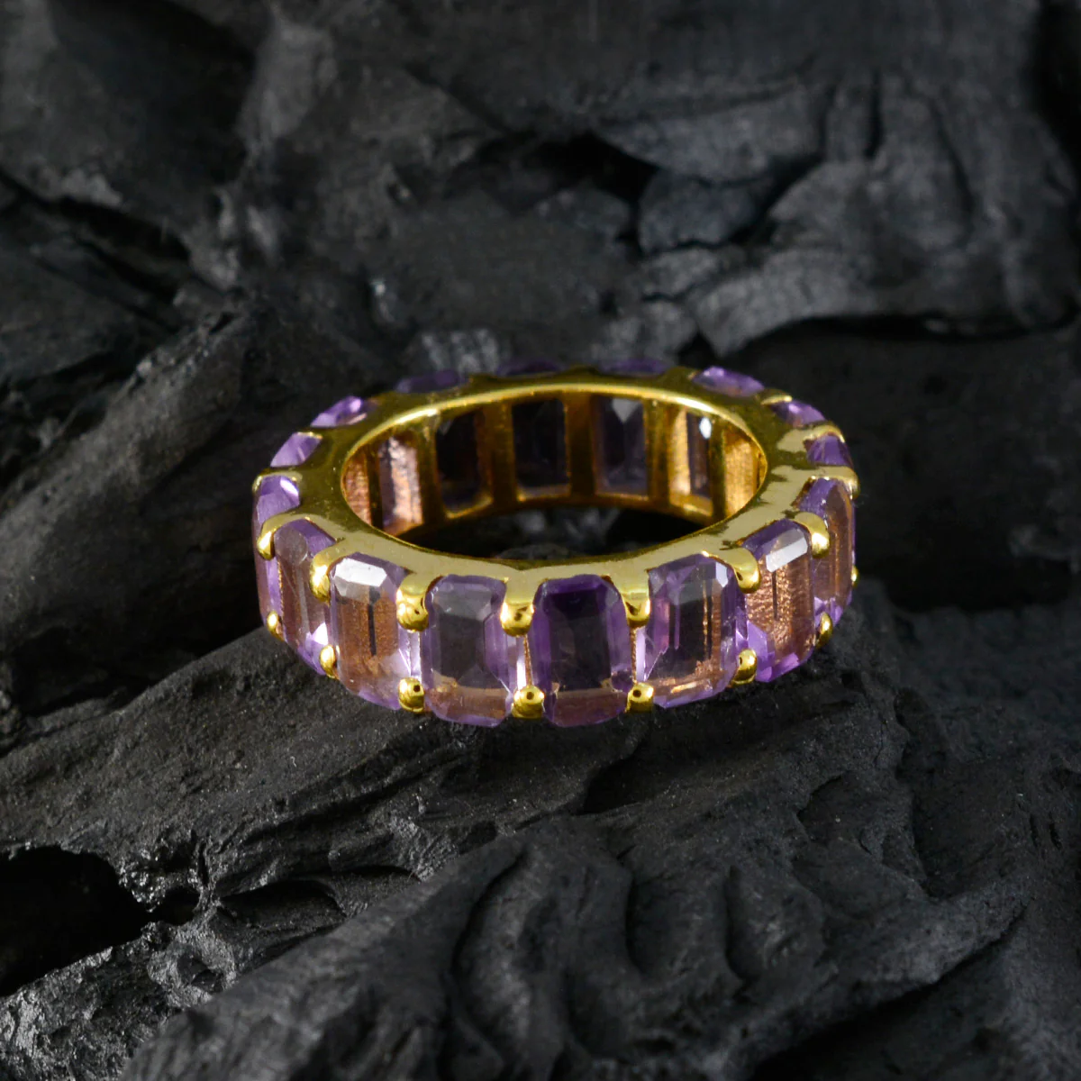 Amethyst multiple Latin American 92.5 Silver Purple Gemstones Slim Eternity Band Jewellery - Image 4
