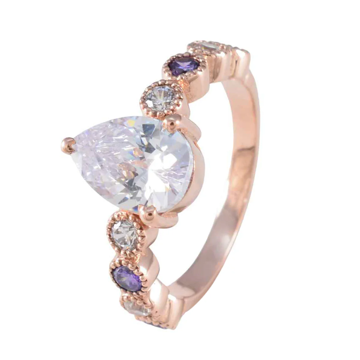 Amethyst Navratna American 92.5 Silver Purple Gems Whisper-thin valentine Ring Jewellery - Image 2