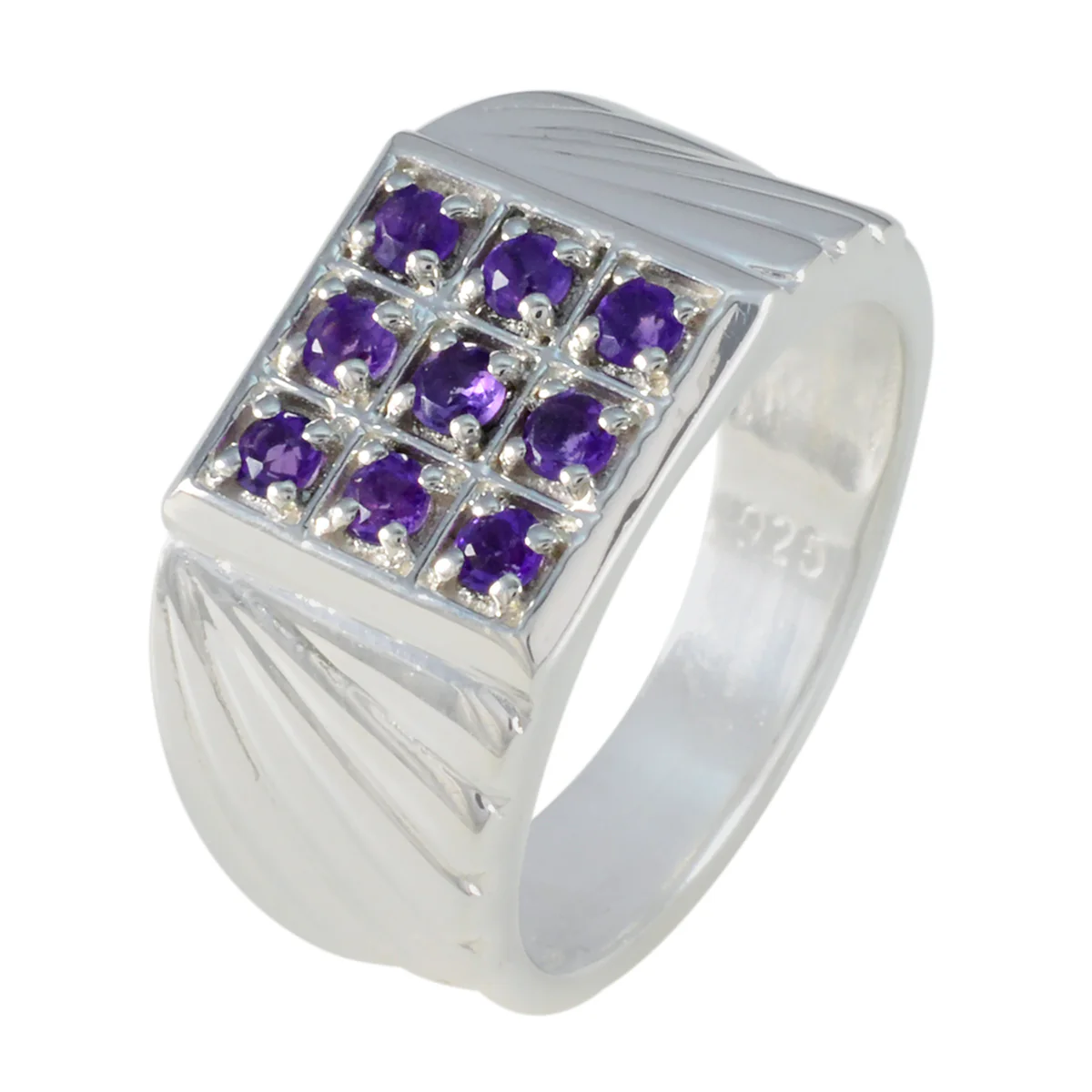 Amethyst navratna Russian 92.5 Silver Purple Gems Versatile Abstract Ring Jewellery - Image 2